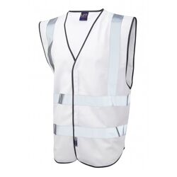 Hi Vis Warden Vest Rear Print White