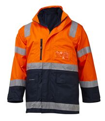 Hi Vis Waterproof Jacket Orange/Navy