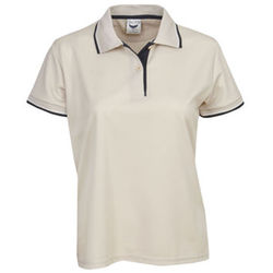  Ladies Cooldry Micro Mesh Polo Beige/Navy/White