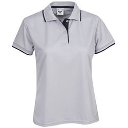 Ladies Cooldry Micro Mesh Polo Silver/Navy/White