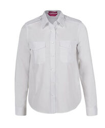 Ladies Long Sleeve Epaulette Shirt White