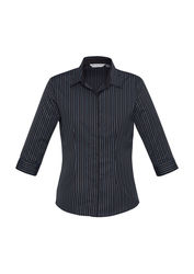 Ladies Reno Stripe 34 Sleeve Shirt Teal Blue