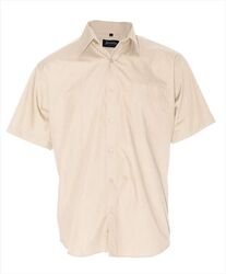 Men+39s Business Short Sleeve Shirt Sand