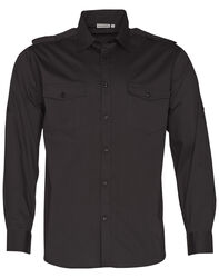 Men+39s Long Sleeve Military Shirt Black