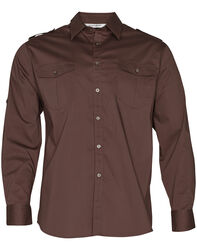 Men+39s Long Sleeve Military Shirt Mocha