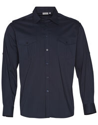 Men+39s Long Sleeve Military Shirt Navy