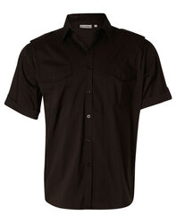 Men+39s Short Sleeve Military Shirt Black