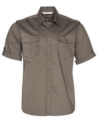 Men+39s Short Sleeve Military Shirt Khaki