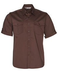 Men+39s Short Sleeve Military Shirt Mocha