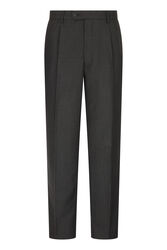 Men+39s Single Pleat Heavy Duty Wool Mix Trousers Charcoal
