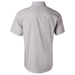 Menand39s Fine Stripe Short Sleeve Shirt Silver Gray