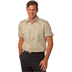 Menand39s Short Sleeve Military Shirt Sand