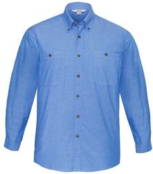 Mens Wrinkle Free Chambray Long Sleeve Shirt