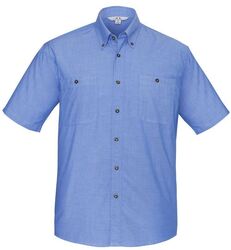 Mens Wrinkle Free Chambray Short Sleeve Shirt