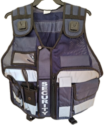 Multi Pocket Cool Mesh Fabric Vest With Body Camera Attachment Navy