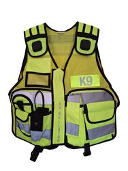 Multi Pocket Cool Mesh Fabric Vest With Body Camera Attachment Navy + Yellow ava