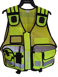 Multi Pocket Cool Mesh Fabric Vest With Body Camera Attachment Yellow