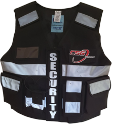 Multi Pocket Security Vest 3M Hi Vis Tape Black