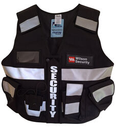 Multi Pocket Security Vest 3M Hi Vis Tape Black Wilson Security