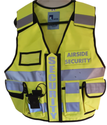 Multi Pocket Security Vest 3M Hi Vis Tape Yellow Special Prints 