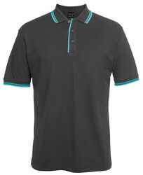 Polo   Men+39s Contrast Gunmetal/Aqua