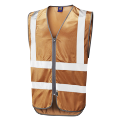 Single Colour Zipped Reflective Waistcoat Bronze