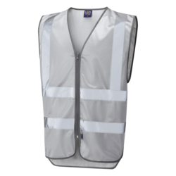 Single Colour Zipped Reflective Waistcoat Silver