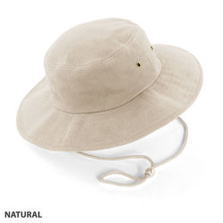 Wide Brim Hat heavy brushed cotton with metal eyelets Natural