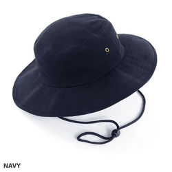 Wide Brim Hat heavy brushed cotton with metal eyelets Navy