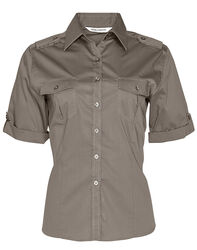 Women+39s Short Sleeve Military Shirt Khaki
