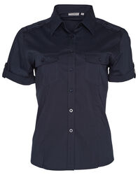 Women+39s Short Sleeve Military Shirt Navy