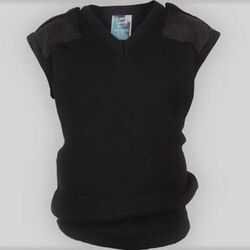 Wool Mix Vest   Patches + Epaulettes to shoulders Black